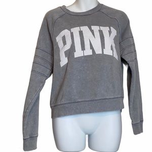 Pink Gray Sweatshirt Distressed Size XS